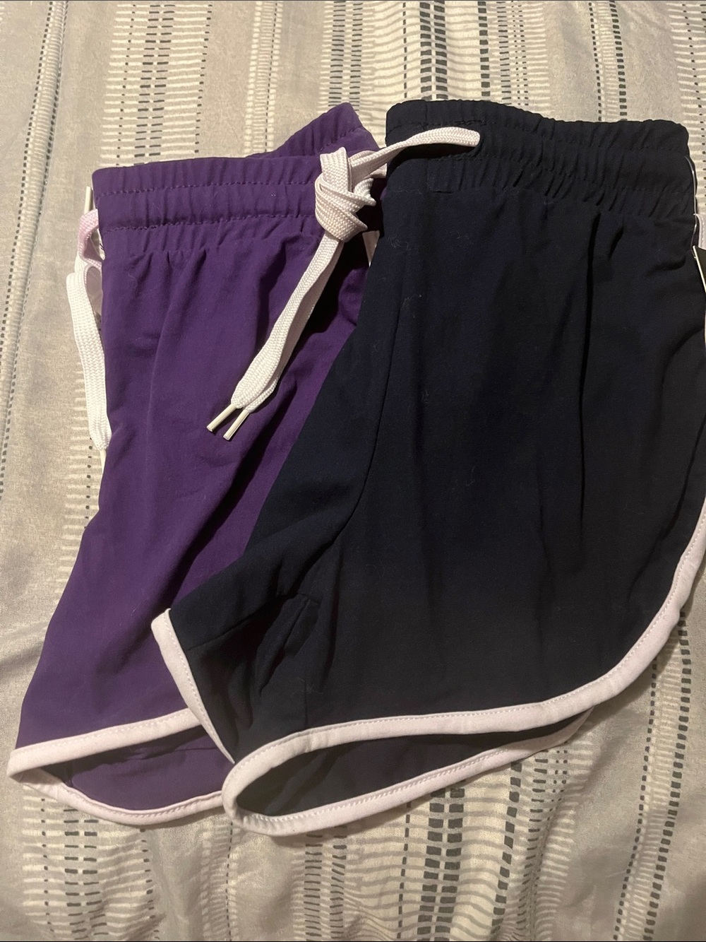 Purple & black Women's Athletic Shorts with White Trim ( 2 pairs)